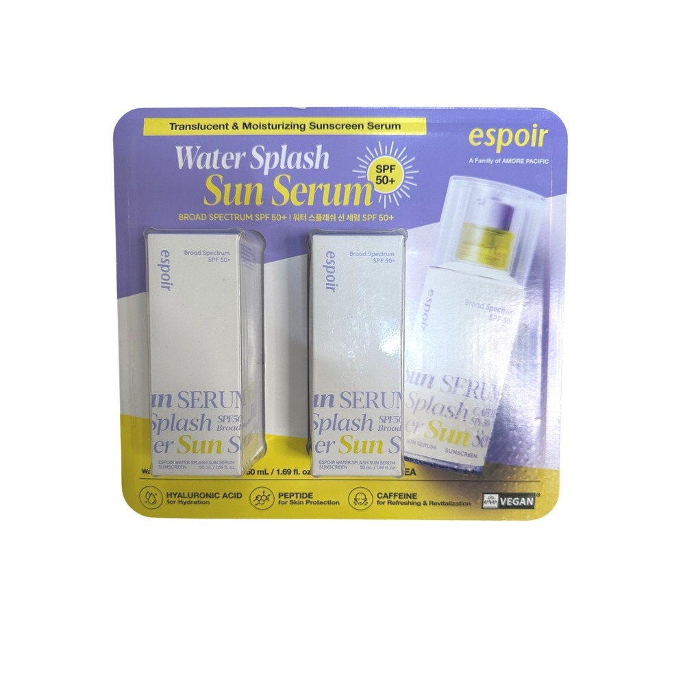Espoir Translucent Water Splash Sun Serum SPF 50+ 2 Pack 1.69oz Each